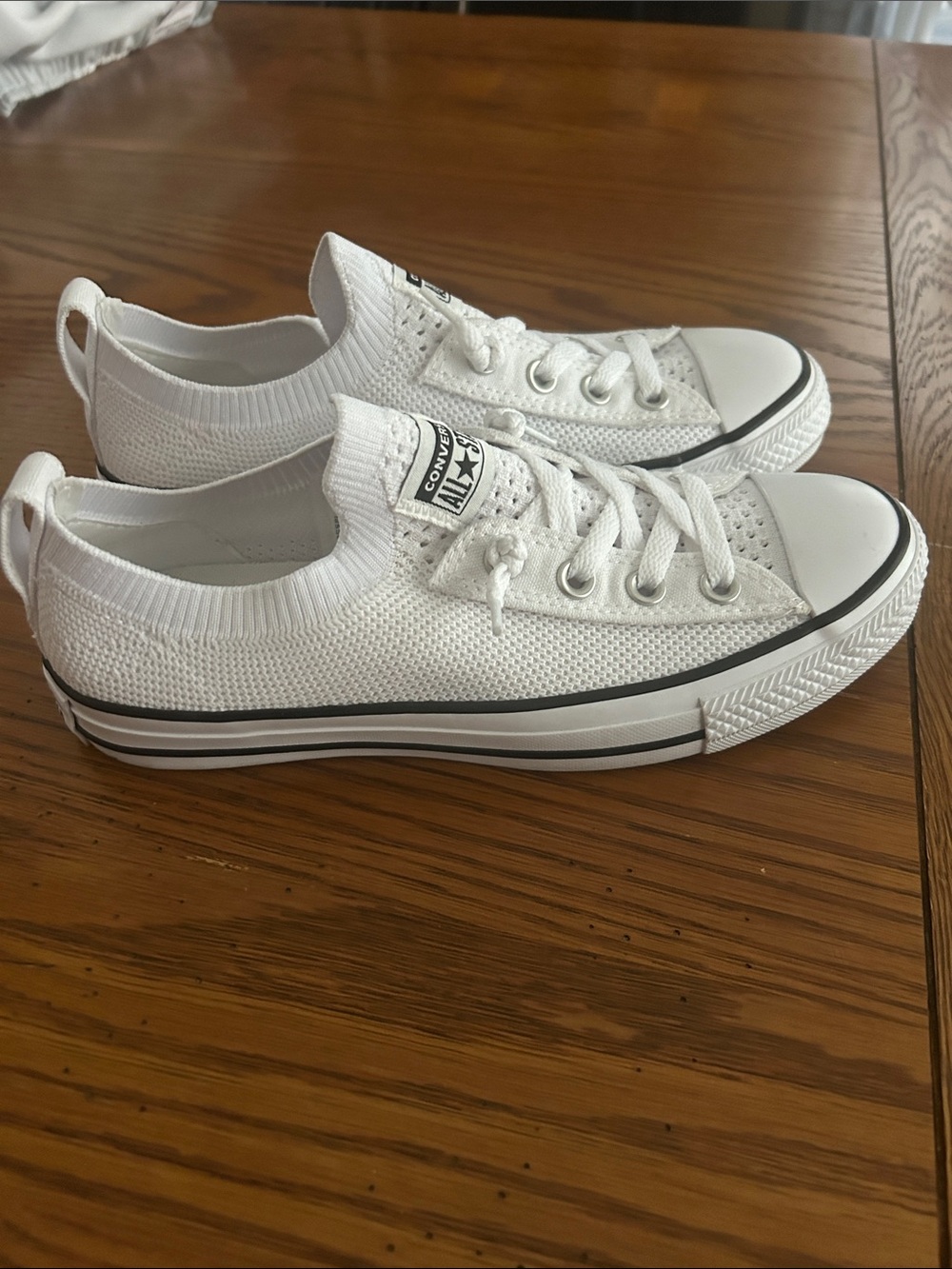 Converse White Knit Low Top Sneakers with Black Trim